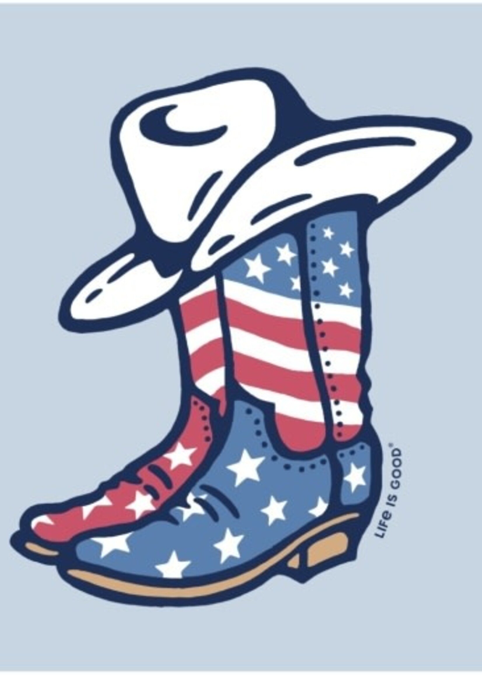 Life is Good WOMEN'S USA FLAG COWBOY BOOTS SHORT SLEE
