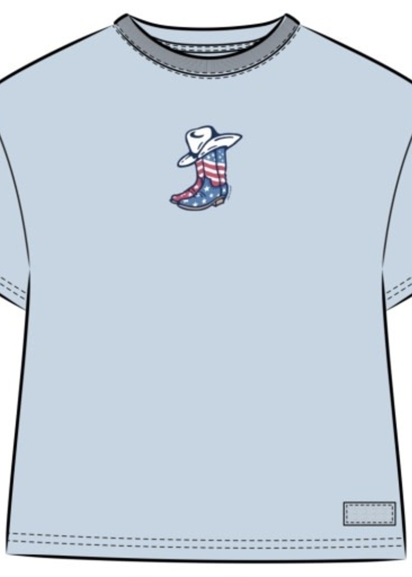 Life is Good WOMEN'S USA FLAG COWBOY BOOTS SHORT SLEE