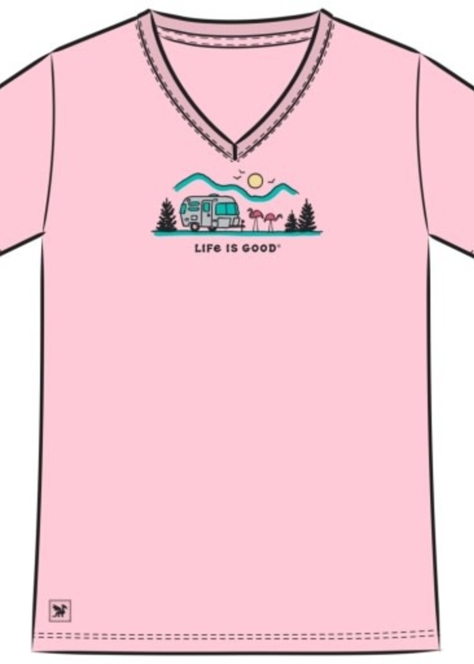 Life is Good WOMEN'S CAMPER FLAMINGO VISTA SHORT SLEE