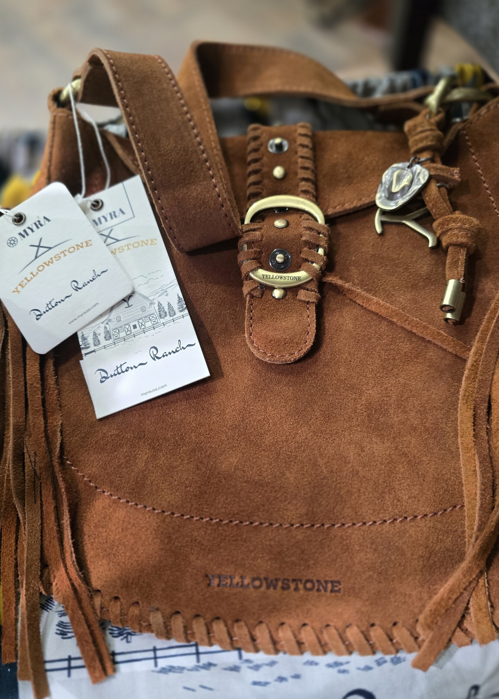 Myra Yellowstone Westbrook suede Leather Bag in Amber Dusk