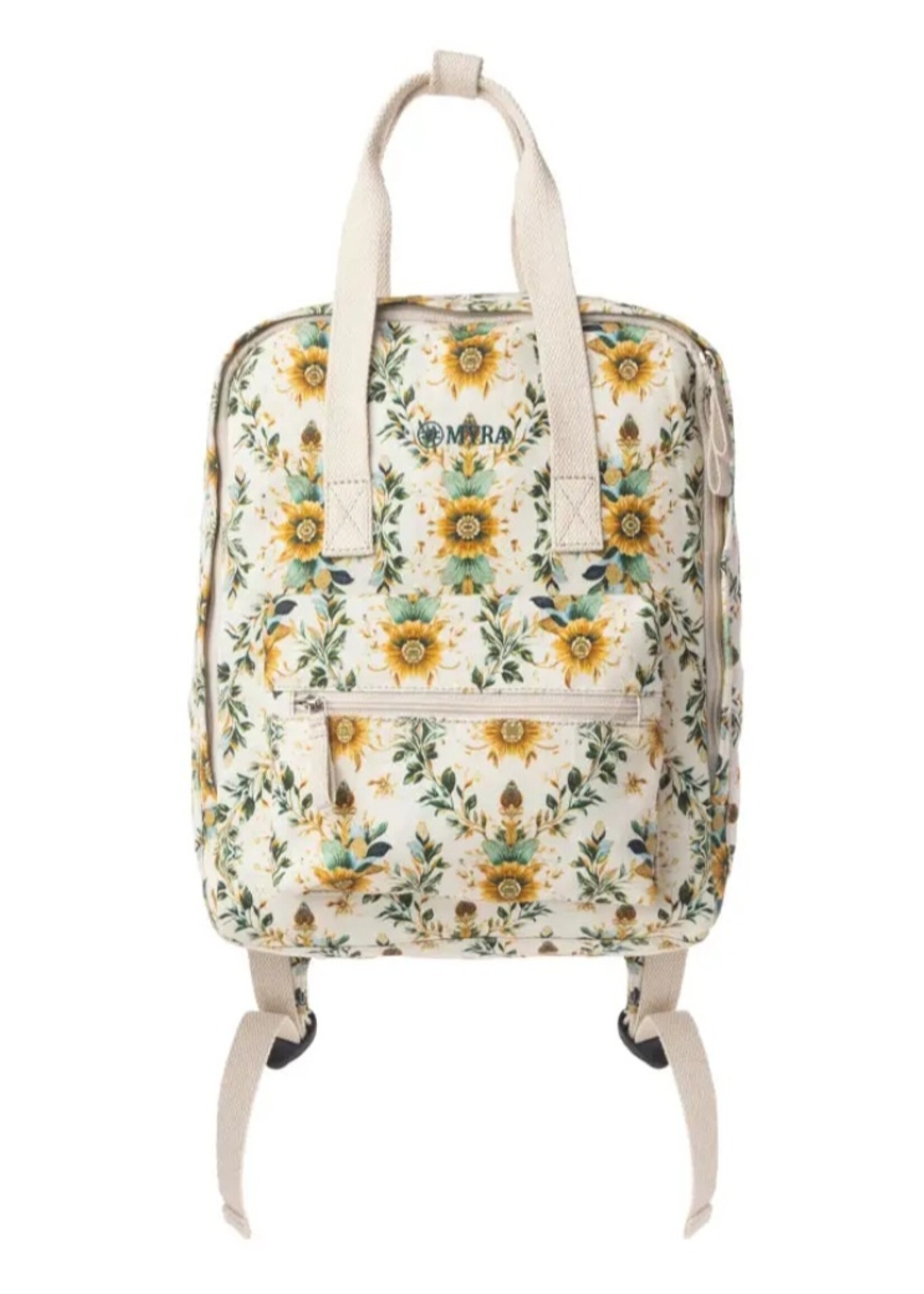 Myra Pine Meadow Cotton & Leather Crossbody bag in Mustard Cream