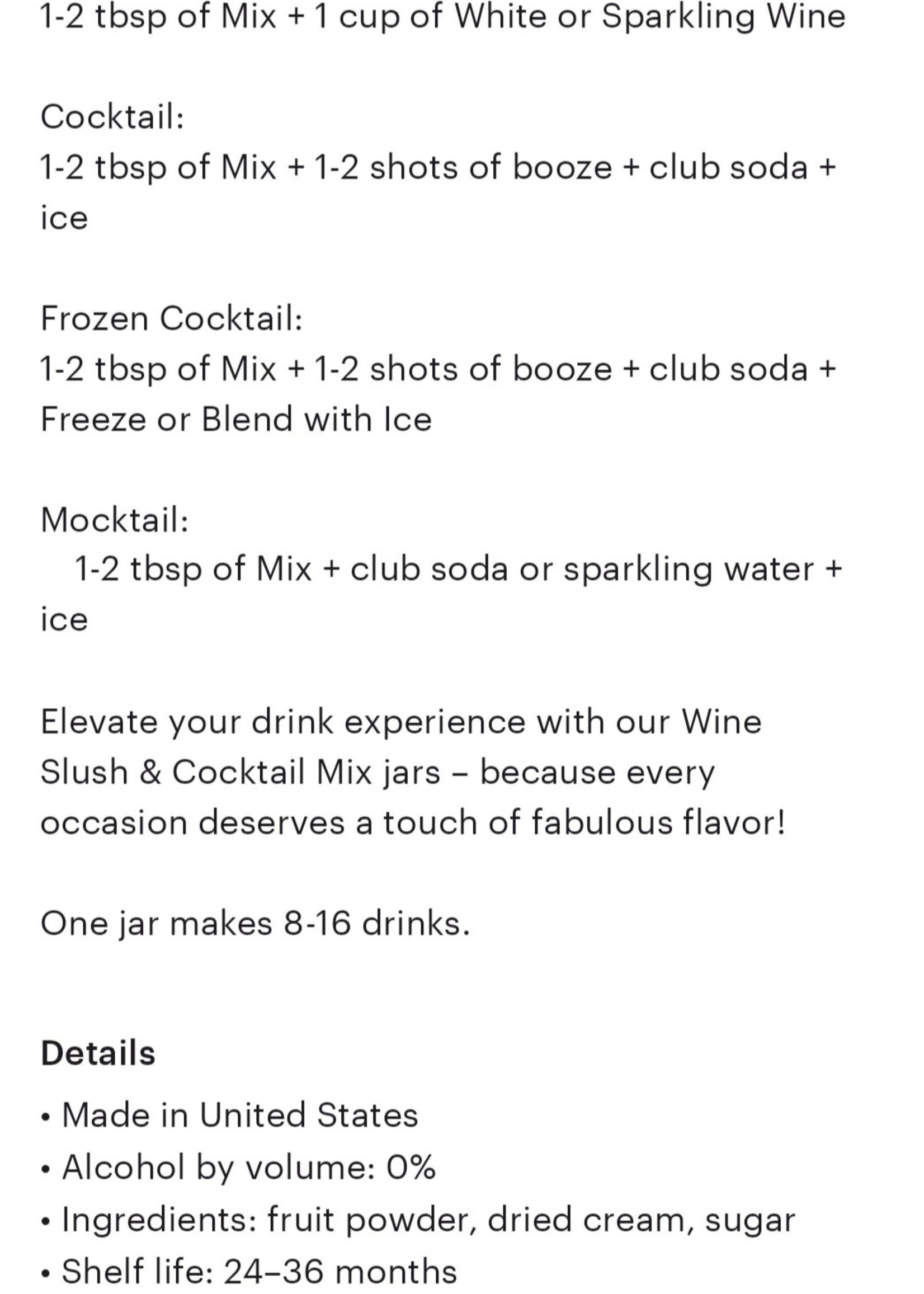 Mixology Coctail Mix Jars