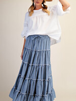 Polka Dots Printed Tiered Maxi Skirt