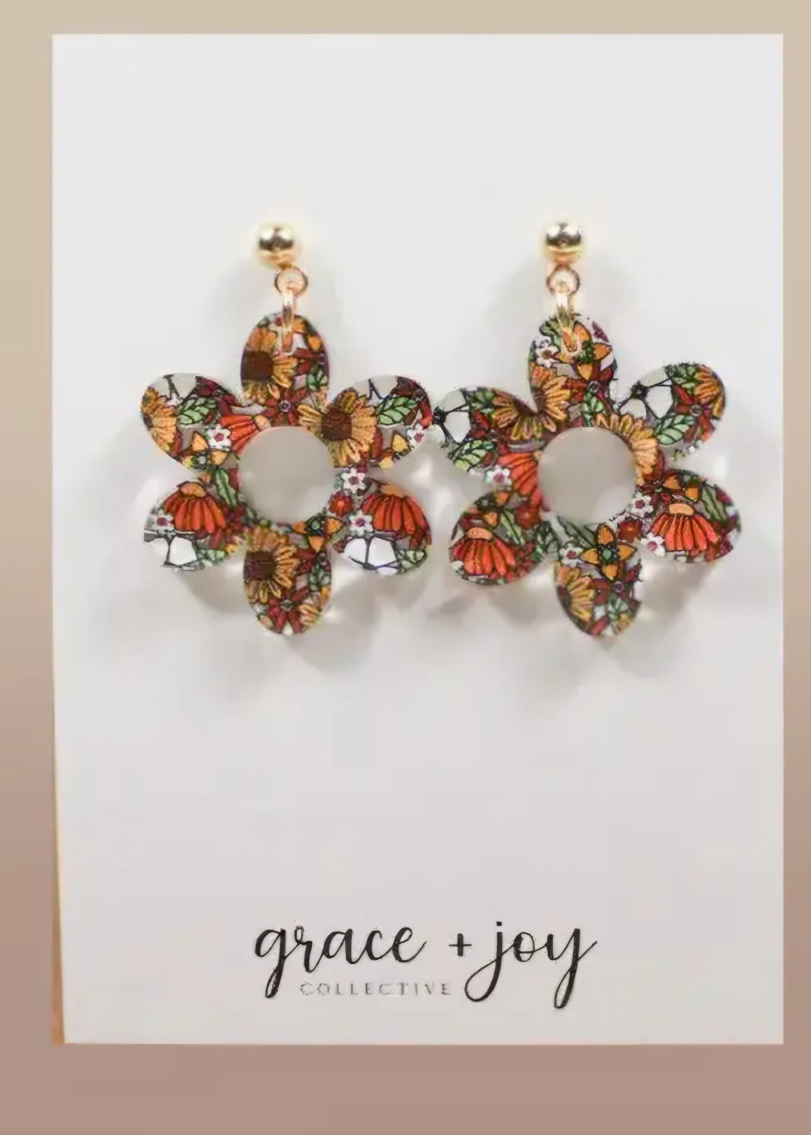 Grace & Joy 70s  Floral Flower Earrings