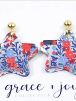 Blue and Red Floral Star Dangle