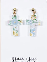 Grace & Joy Pastel Floral Cross Earrings