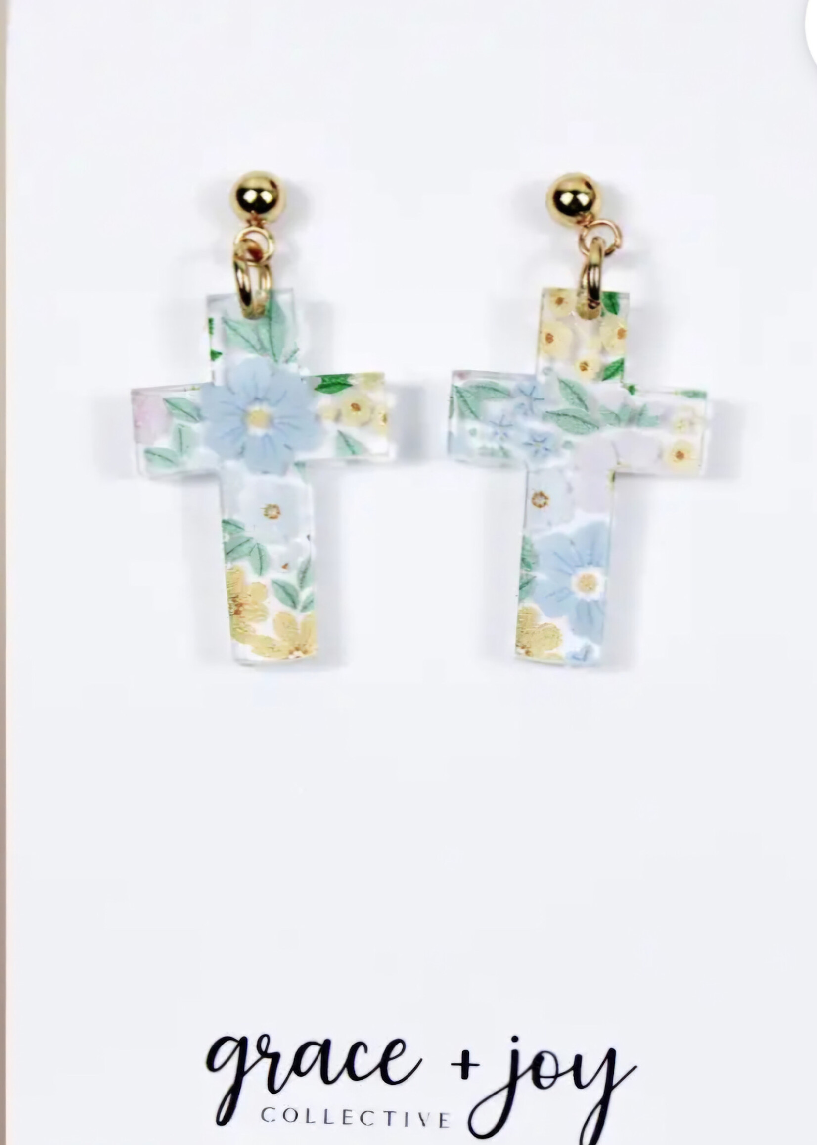Grace & Joy Pastel Floral Cross Earrings