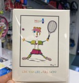 Maui-G Greeting Card - Tennis - Full Swing - Suzanne