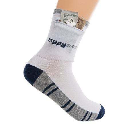 Flippysox Pocket Sock -  White/Blue/Grey