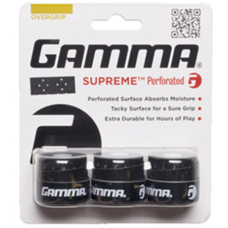 Gamma Supreme Perforated Overgrips - Black - 3pack