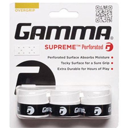 Gamma Supreme Perforated Overgrips - White - 3pack