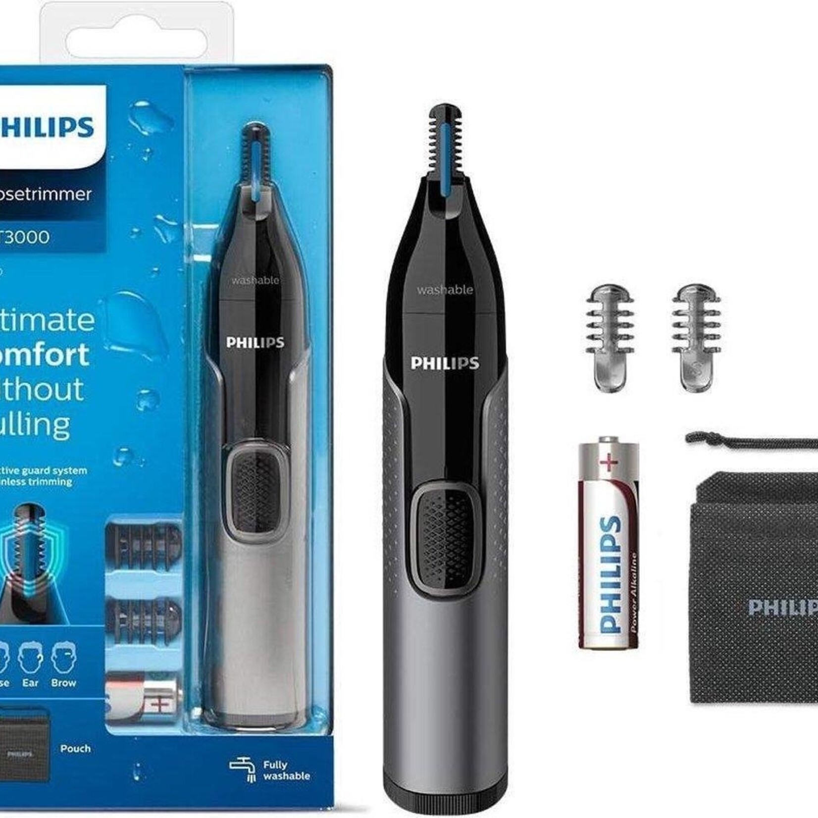PHILIPS NT3650/26 PHILIPS TONDEUSE A NEZ OREILLE SOURCIS A BATTERIE AA