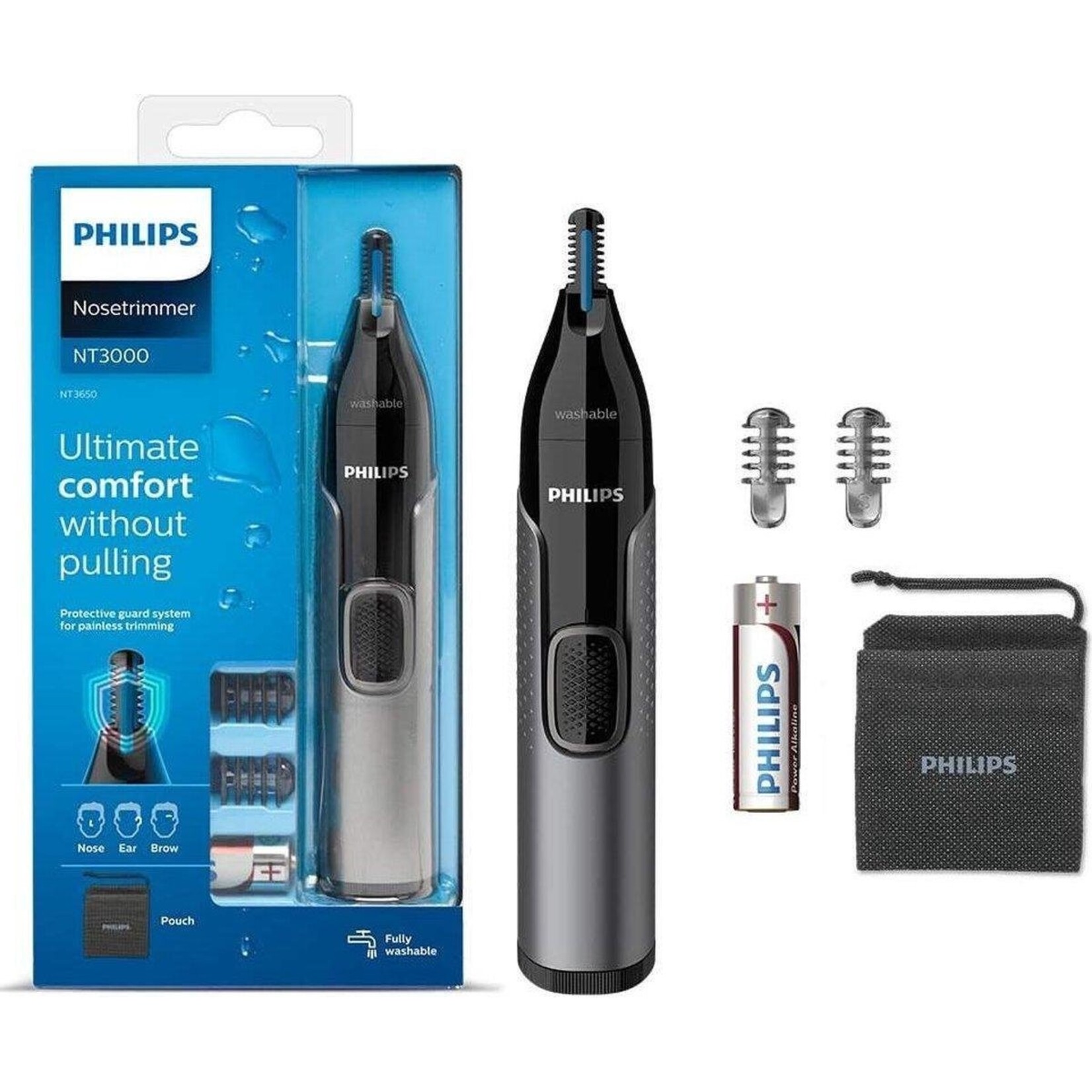 PHILIPS NT3650/26 PHILIPS TONDEUSE A NEZ OREILLE SOURCIS A BATTERIE AA