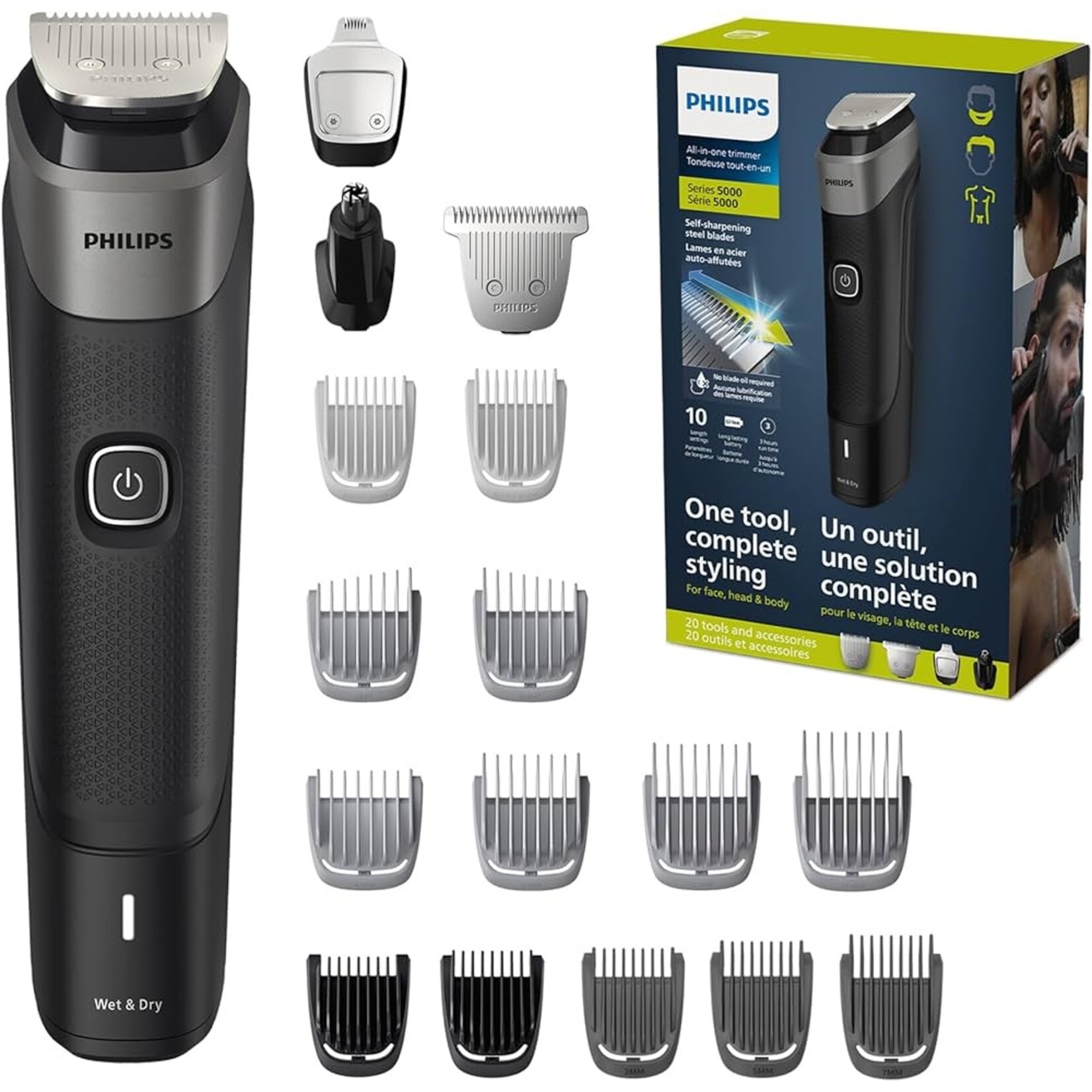 PHILIPS MG5910/28 PHILIPS TONDEUSE CHEVEUX BARBE ET CORPS AVEC GUIDE 20 PIECES