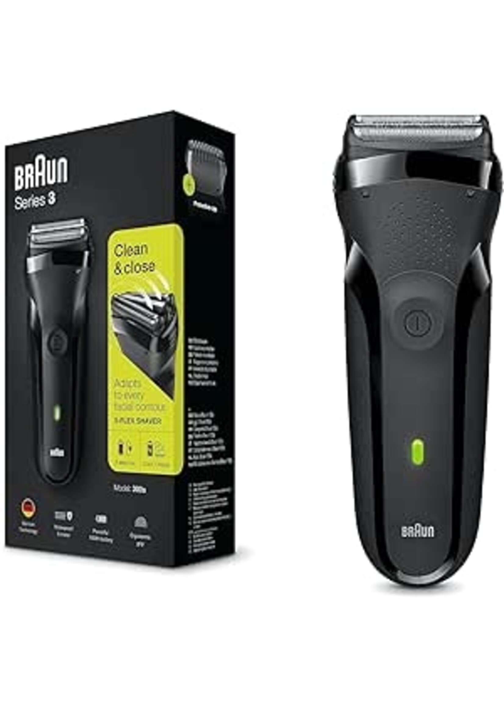 BRAUN 300S - BRAUN RASOIR NOIR SERIE 300 (DISC)