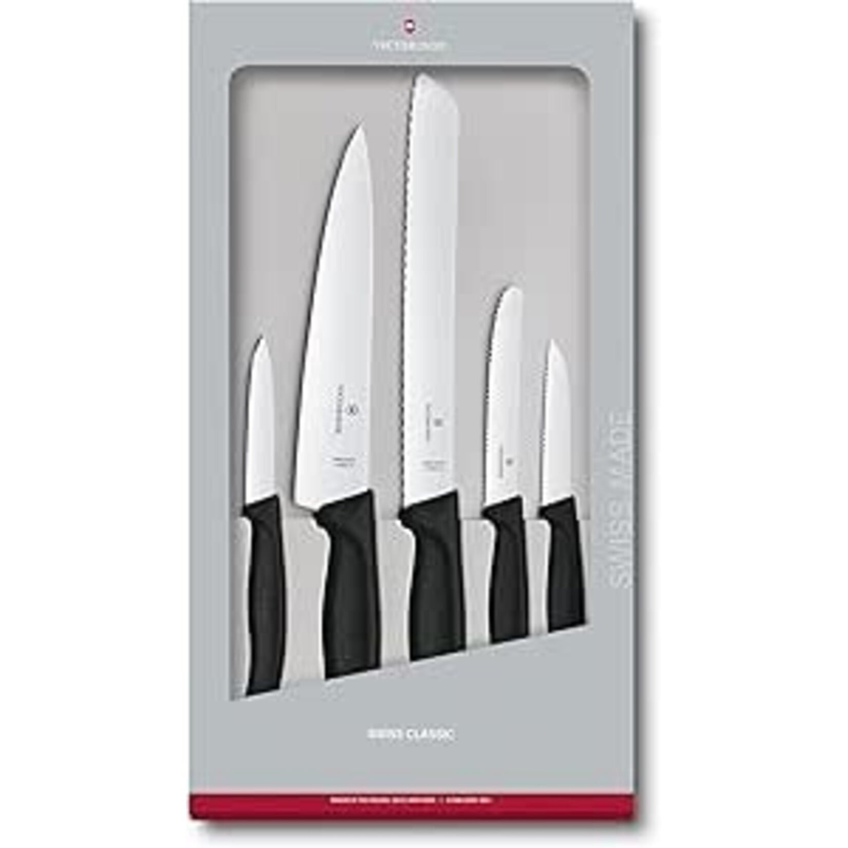 VICTORINOX 6.7133.5G - VICTORINOX ENSEMBLE DE COUTEAU A DECOUPER 19CM A PAIN 21 CM A STEAK ET TOMATE ET D'OFFICE