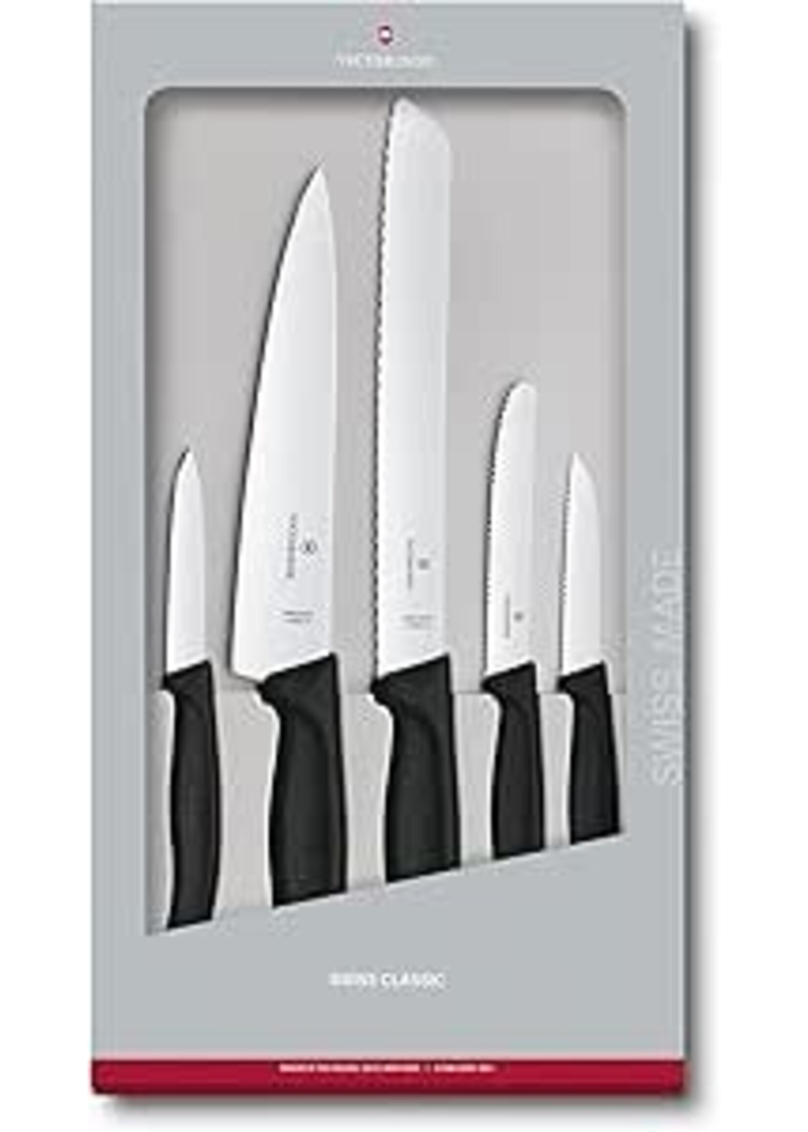 VICTORINOX 6.7133.5G - VICTORINOX ENSEMBLE DE COUTEAU A DECOUPER 19CM A PAIN 21 CM A STEAK ET TOMATE ET D'OFFICE