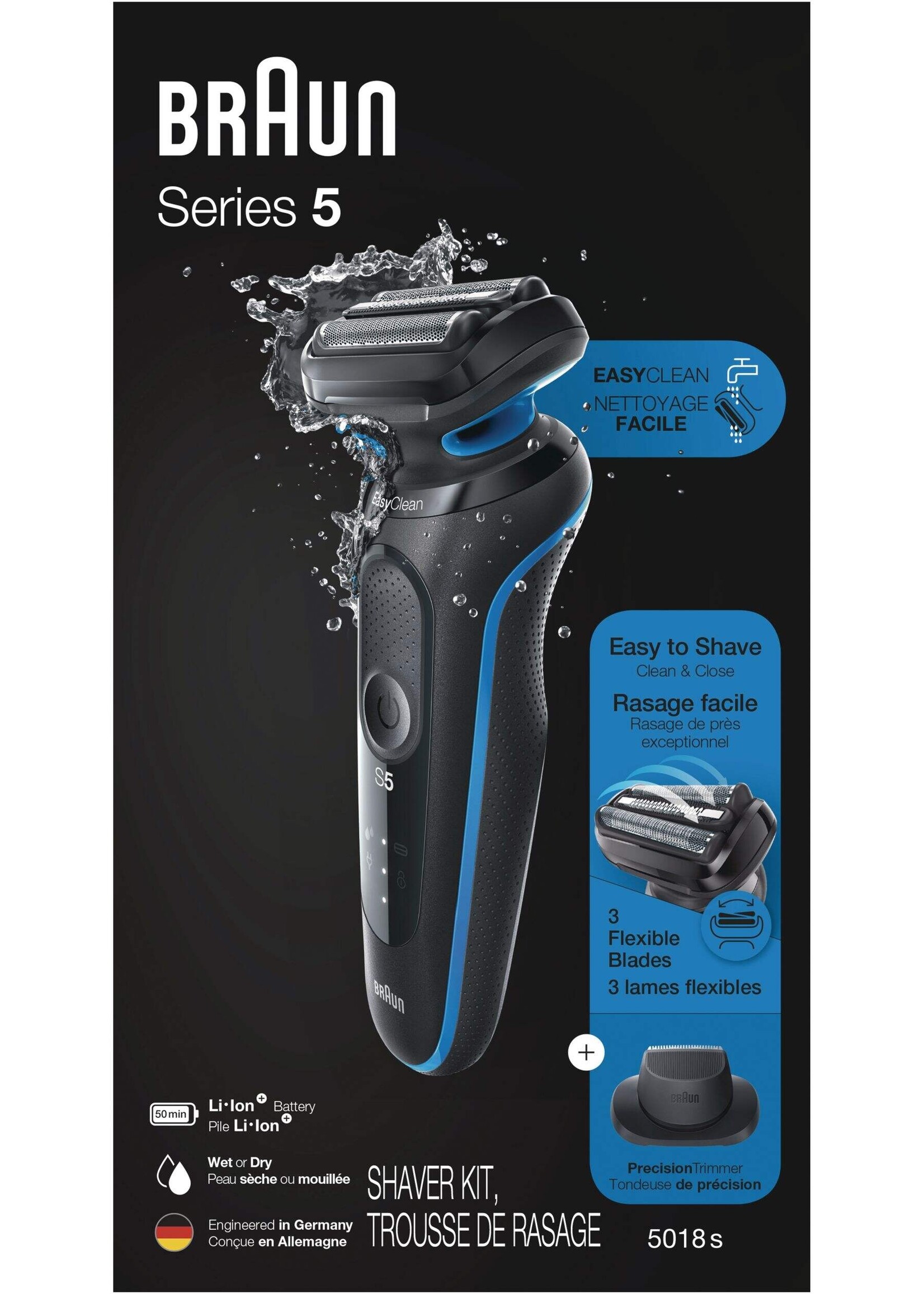 BRAUN 5018S - BRAUN RASOIR SERIE 5 RECHARGEABLE