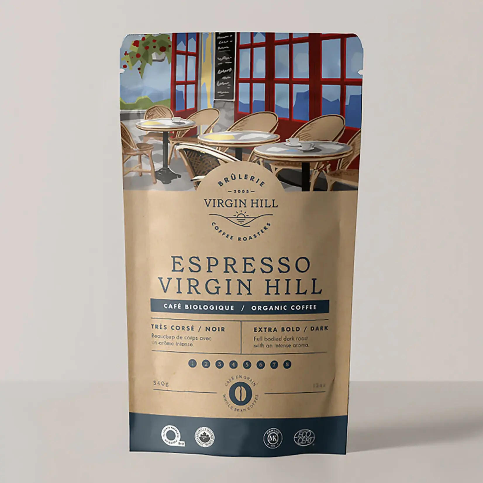 VIRGIN HILL ESPRESSO BIO 1KG - VIRGIN HILL CAFE EN GRAIN ESPRESSO