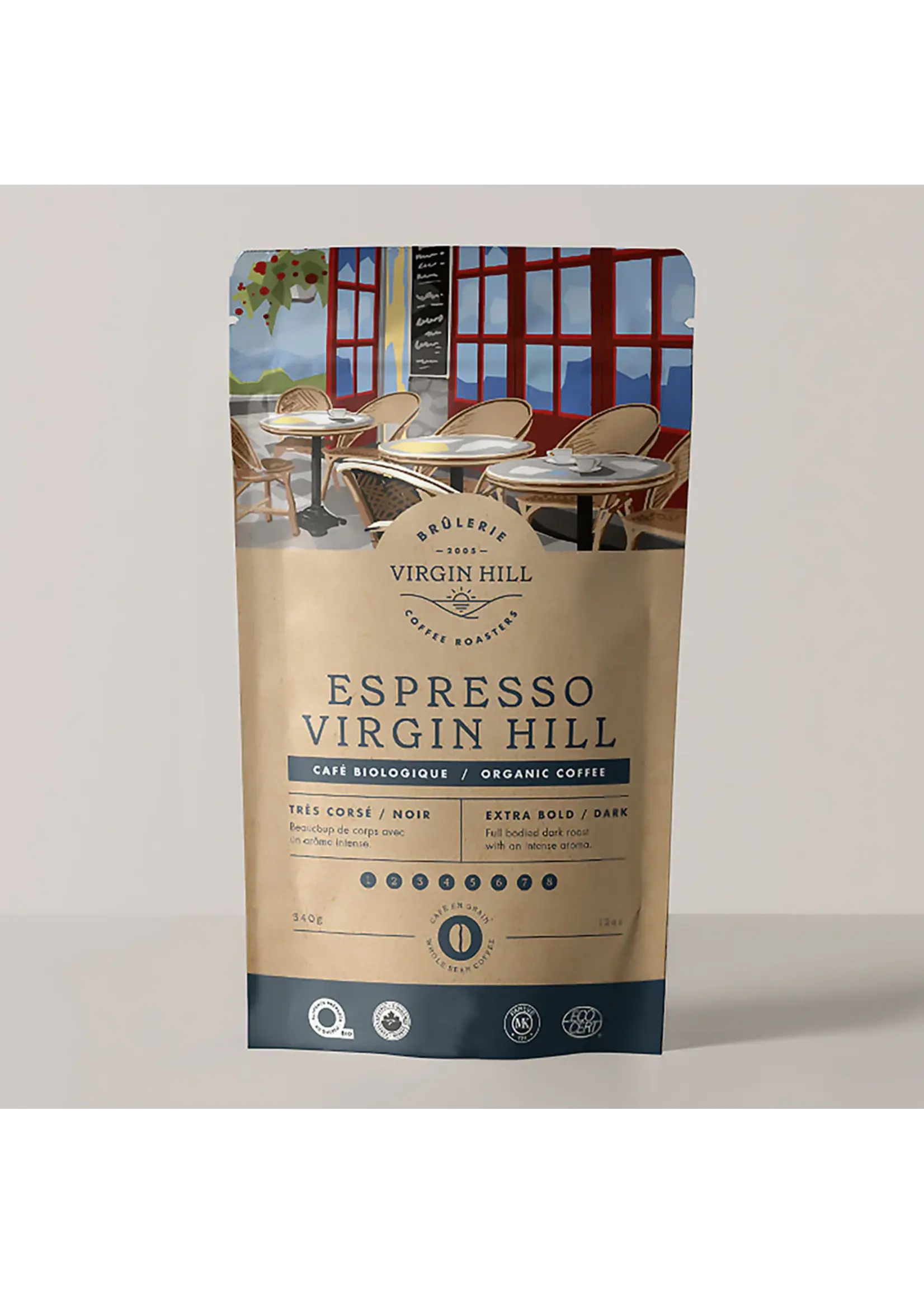 VIRGIN HILL ESPRESSO BIO 1KG - VIRGIN HILL CAFE EN GRAIN ESPRESSO