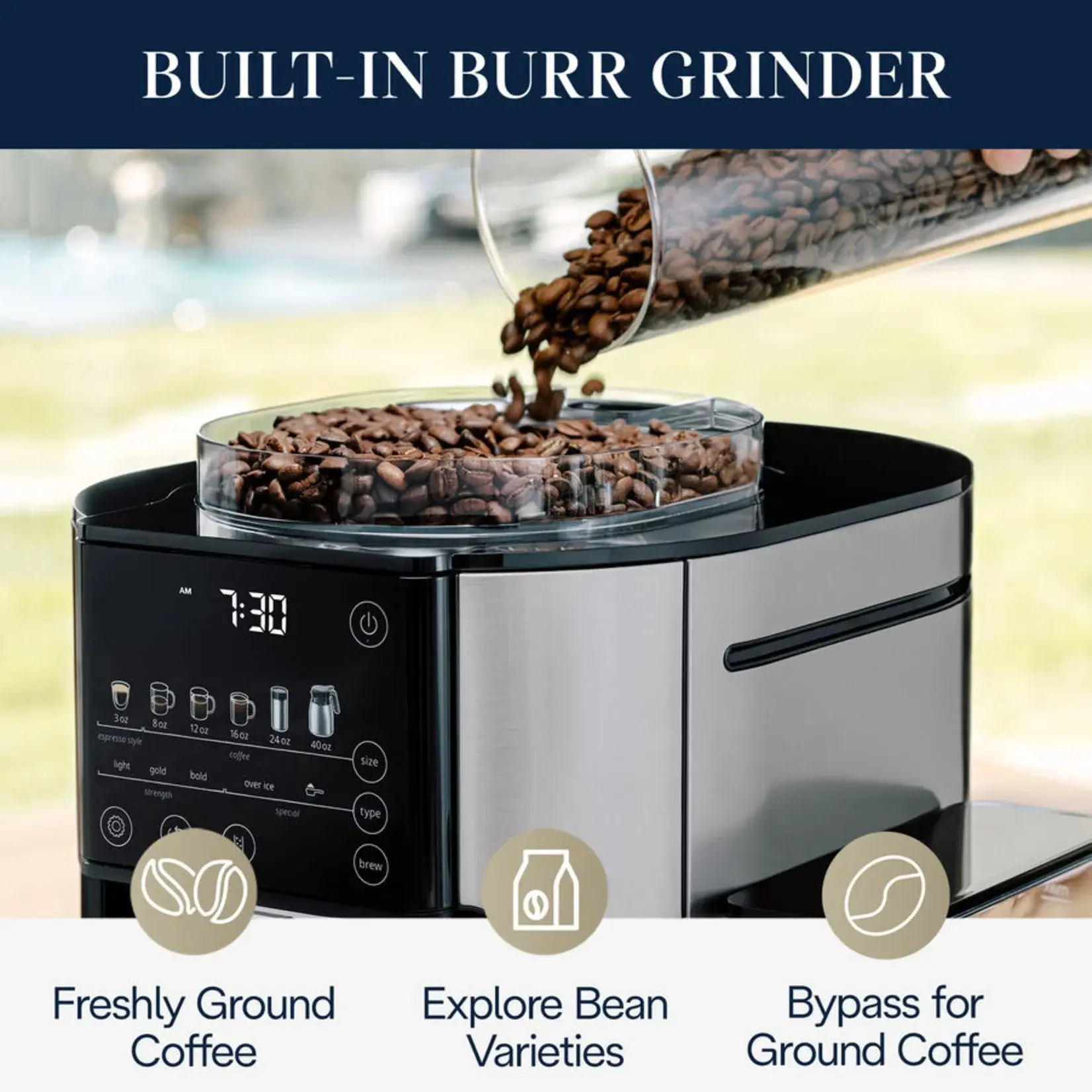 DELONGHI Cafetière TrueBrew avec moulin et carafe thermale CAM51035M