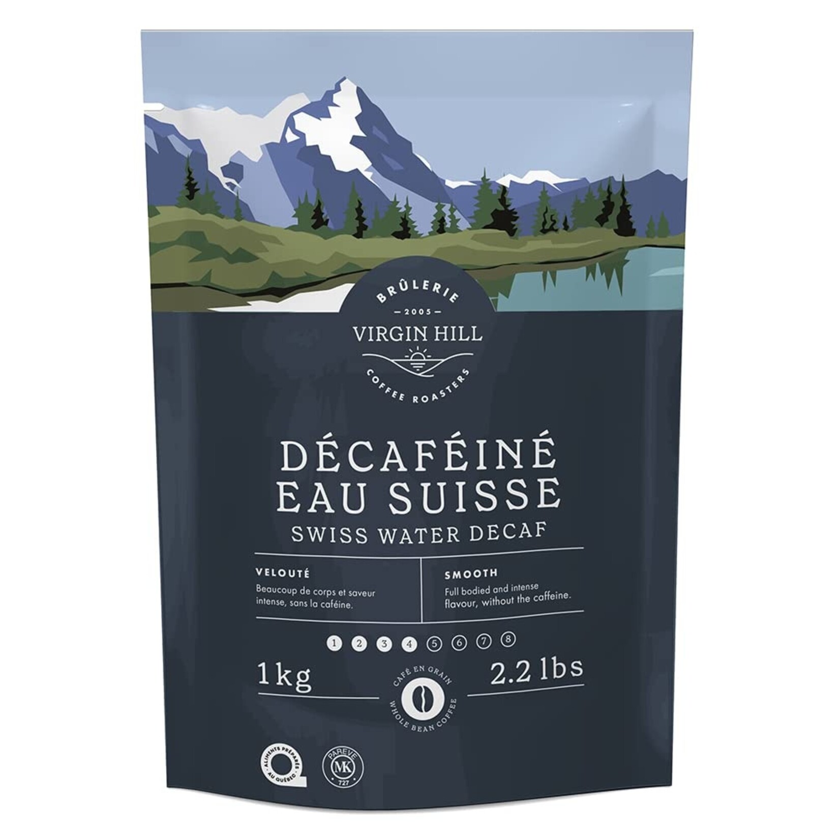 VIRGIN HILL Café Décaféiné Eau Suisse 1kg - en grain
