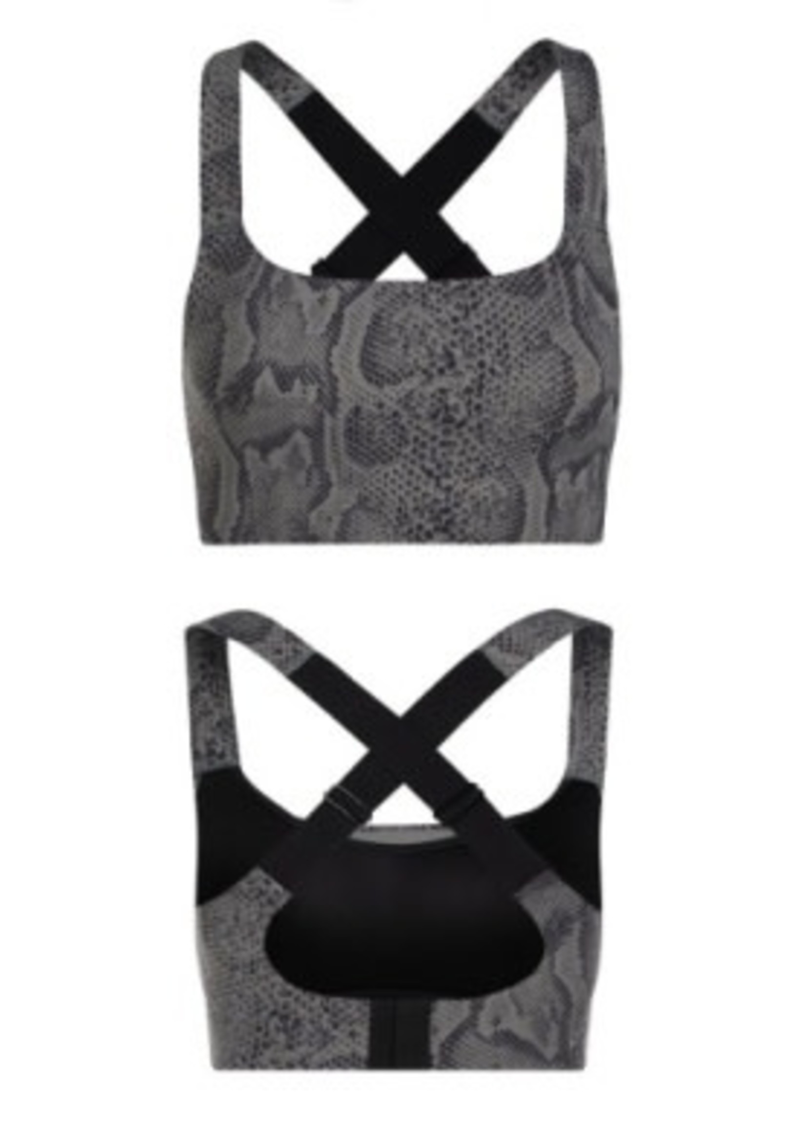 Varley Let's Go Joyce Bra Charcoal Python