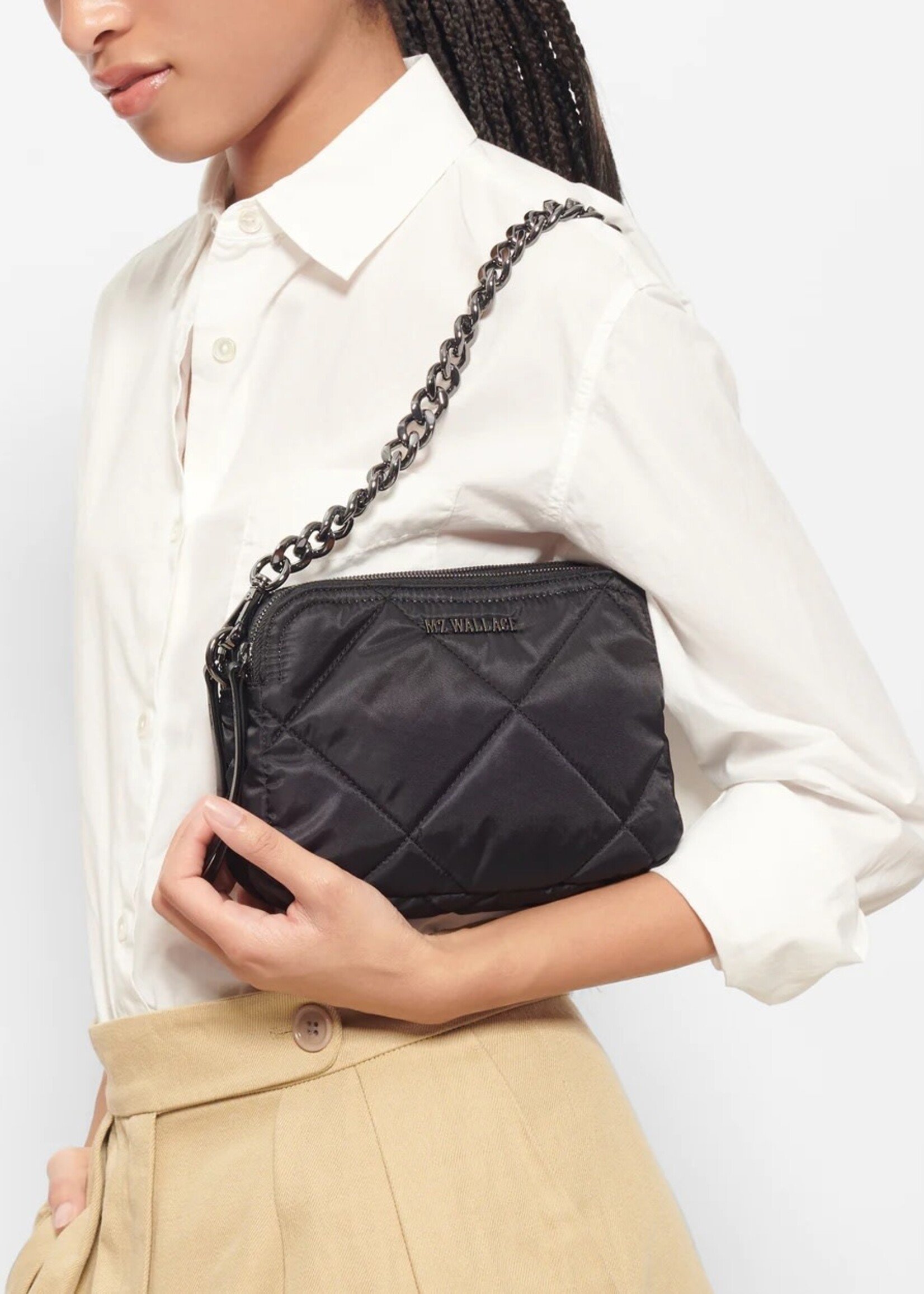 MZ Wallace Quilted Small Madison Crossbody Black