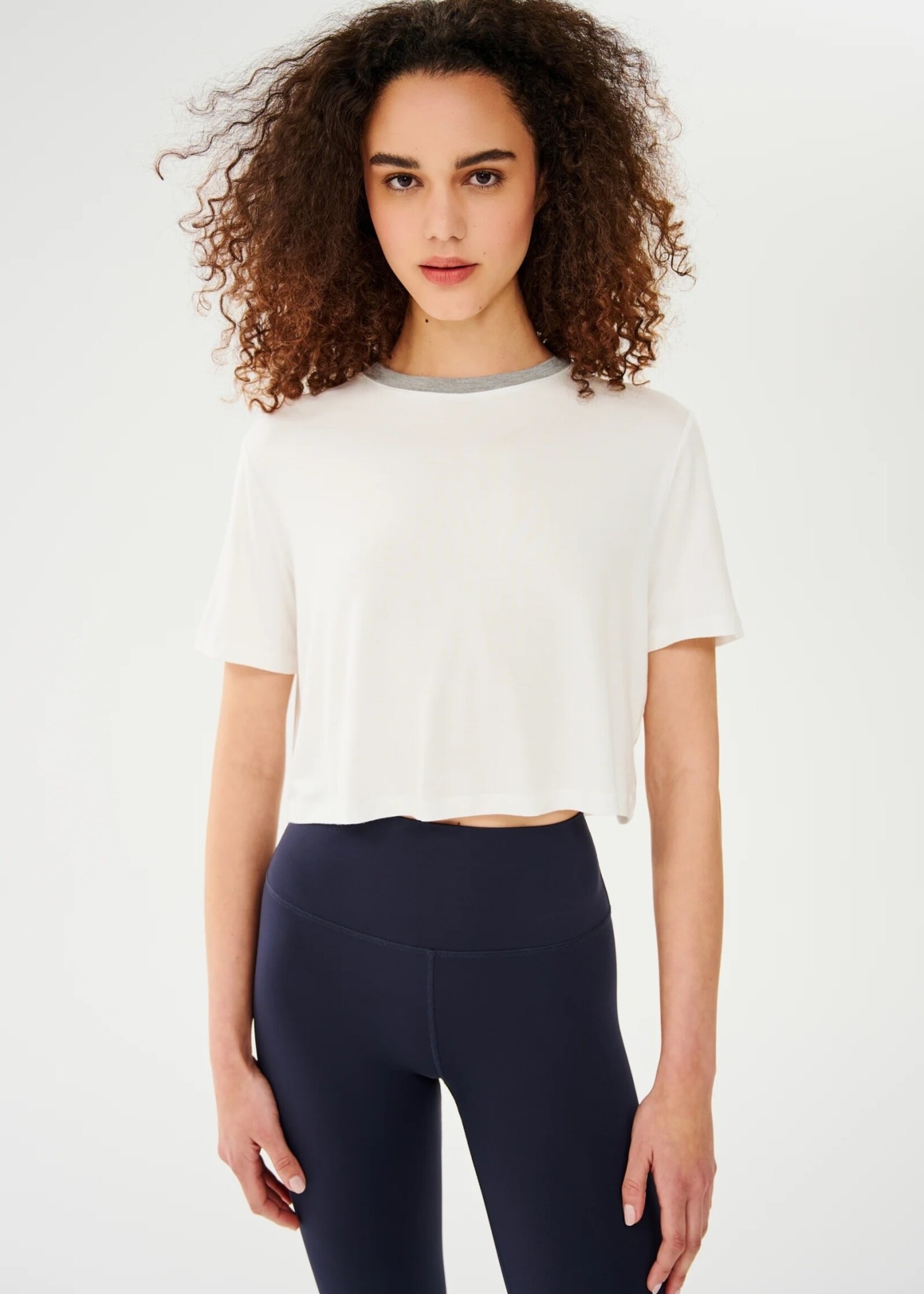 Splits59 Djuna Crop Ringer White/Grey