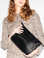 MZ Wallace Woven Clutch Black Lacquer