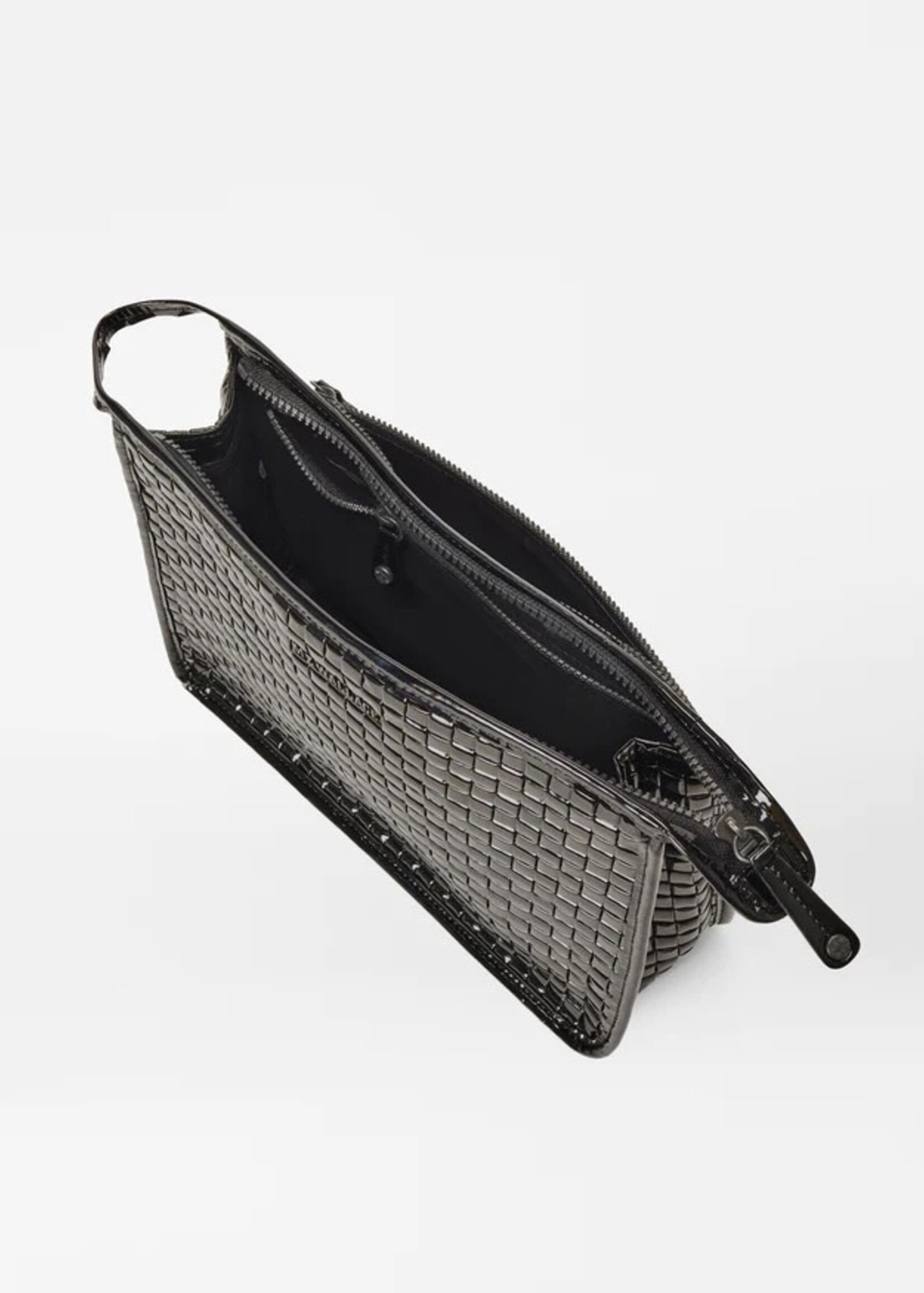 MZ Wallace Woven Clutch Black Lacquer