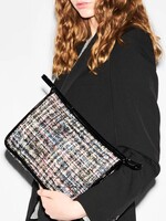 MZ Wallace Metro Clutch Midnight Sparkle Boucle