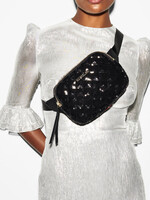 MZ Wallace Quilted Madison Belt Bag Black Sequin