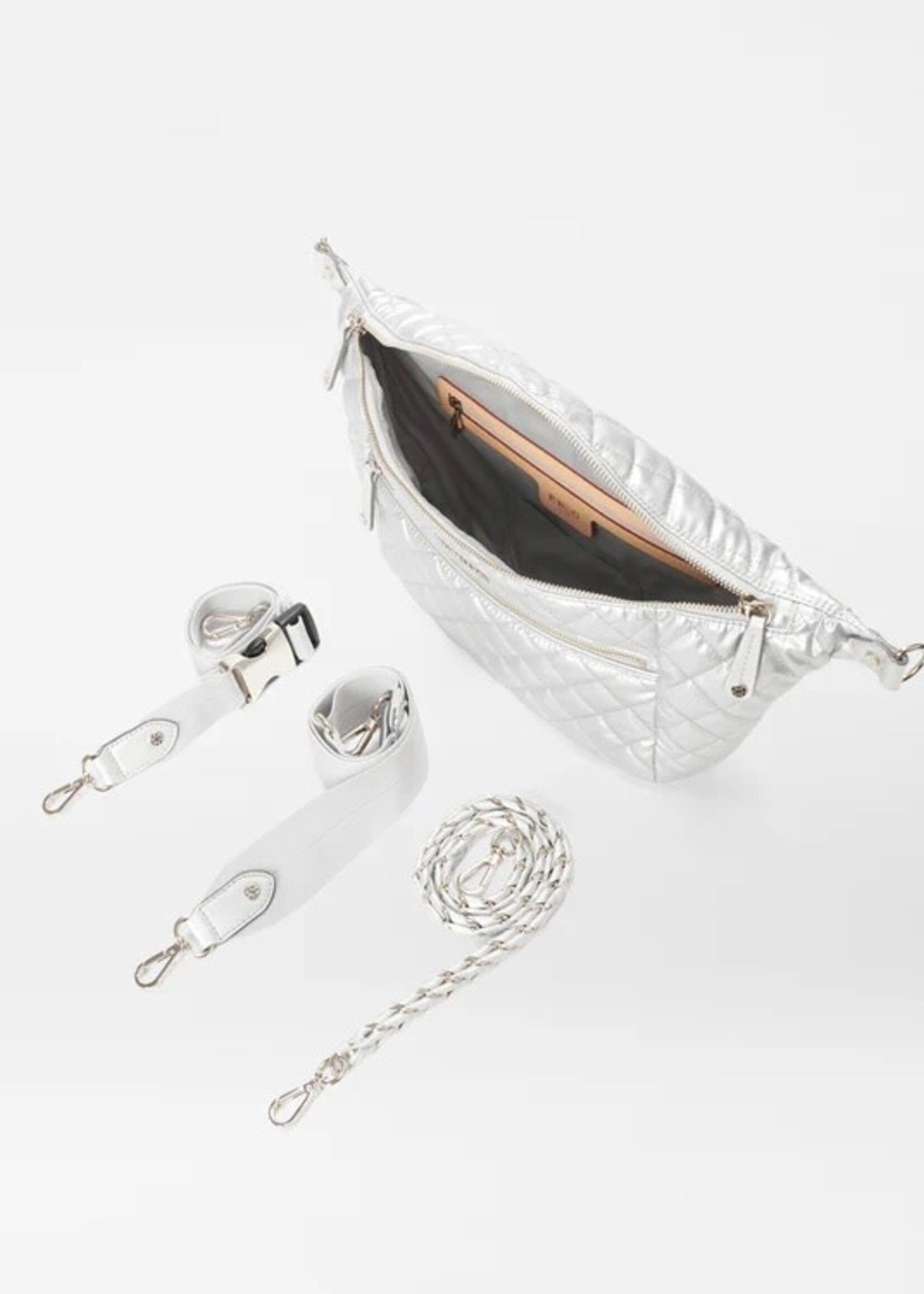 MZ Wallace Crosby Crossbody Sling Matte Silver