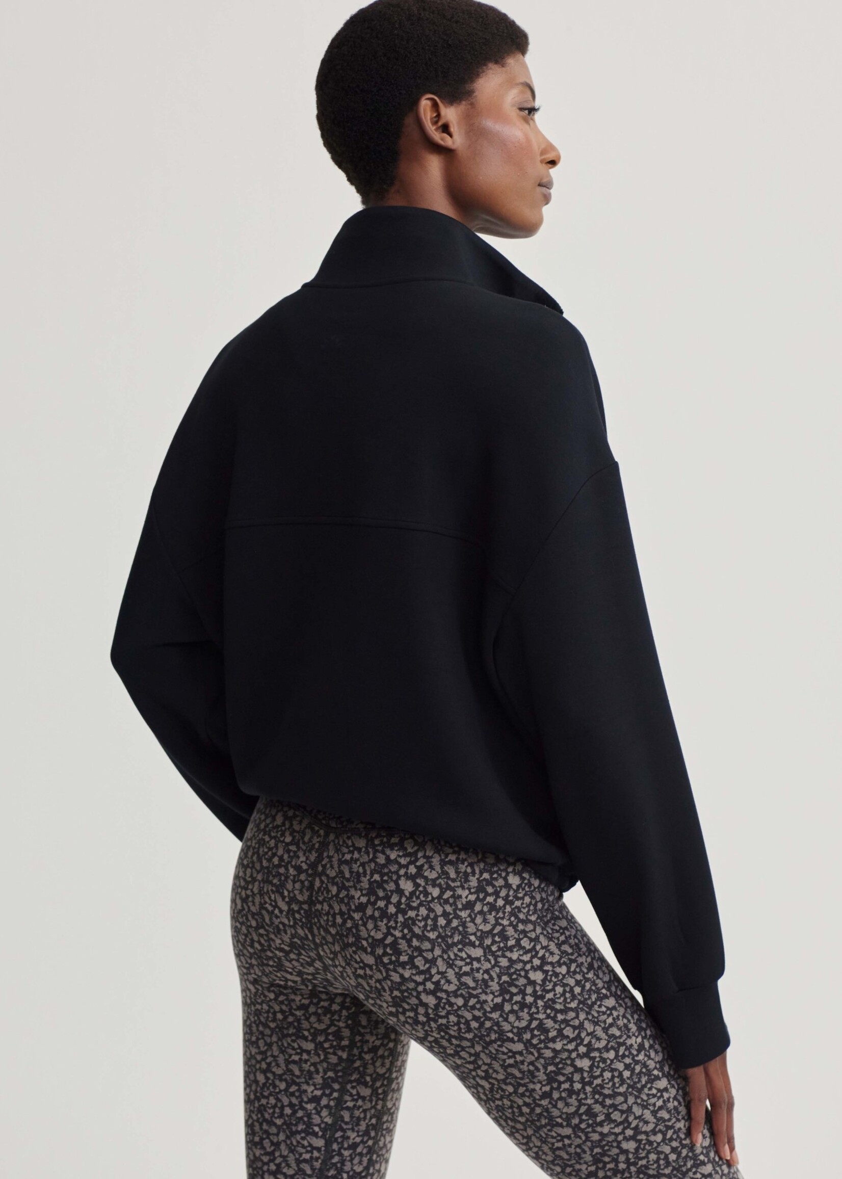 Varley Sian Cropped Half Zip Midlayer Black