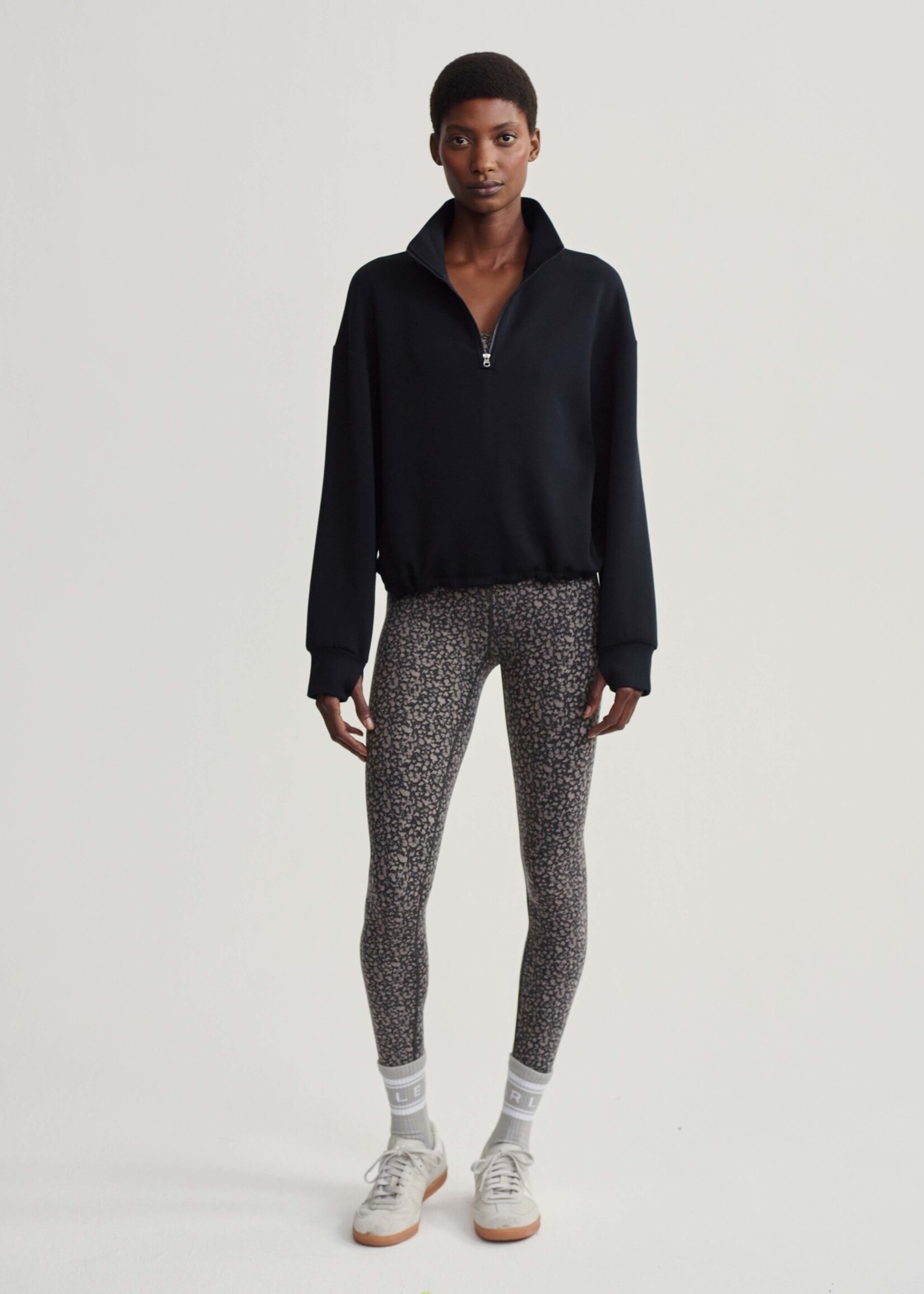 Varley Sian Cropped Half Zip Midlayer Black