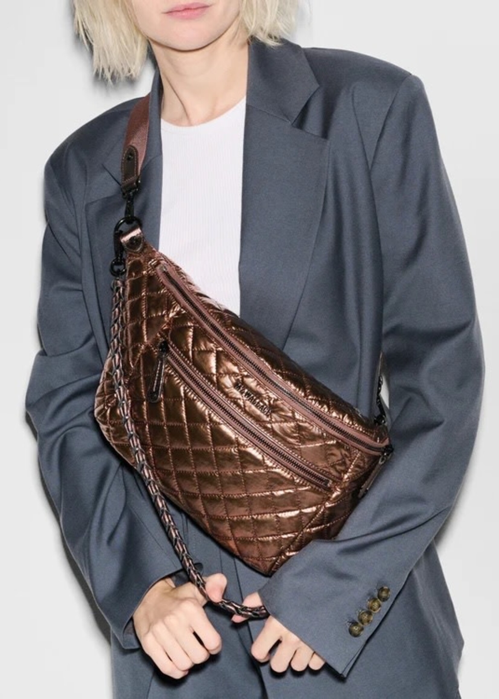 MZ Wallace Crosby Crossbody Sling Copper Metallic Lacquer