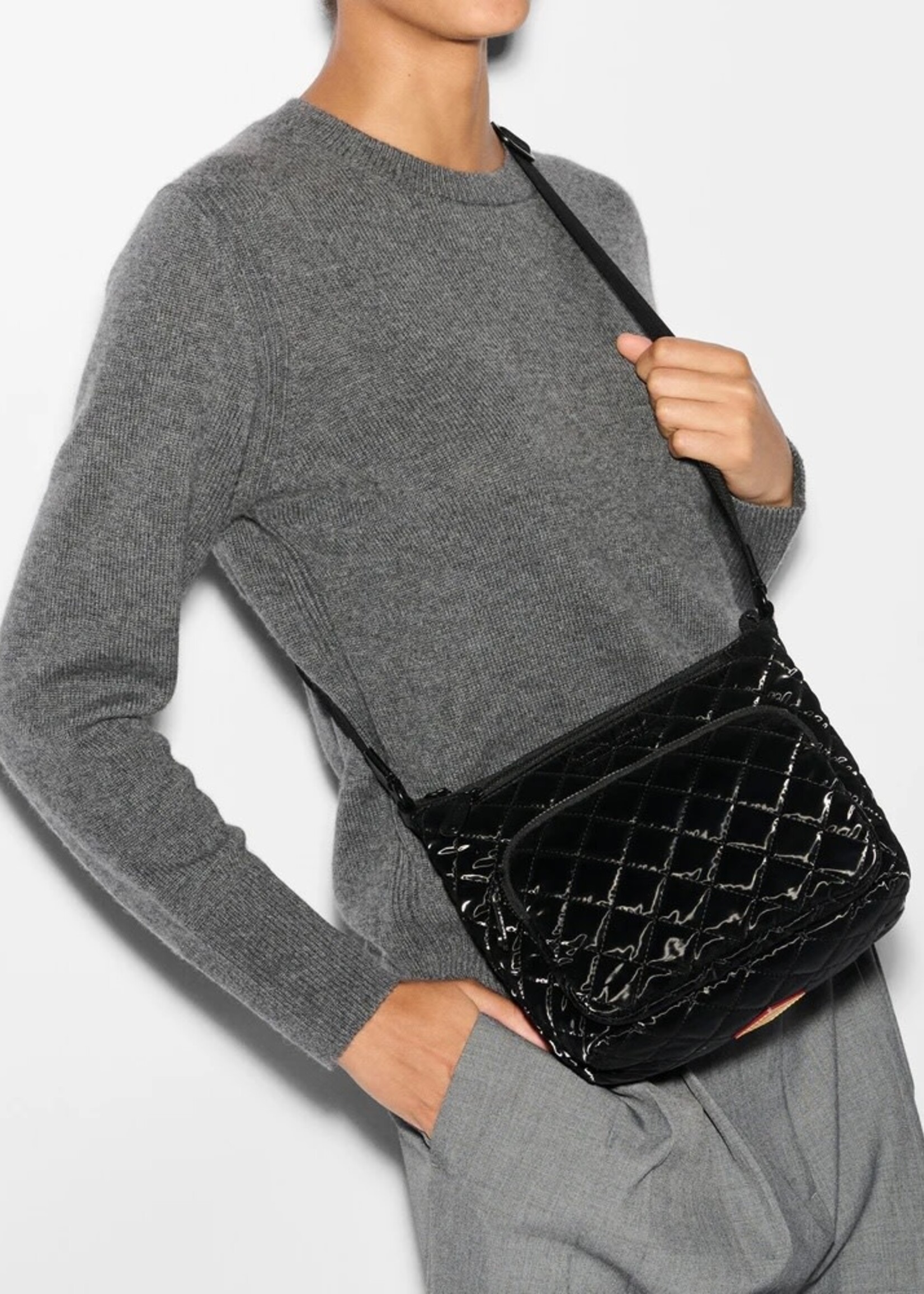 MZ Wallace Metro Scout Crossbody Deluxe Black Liquid