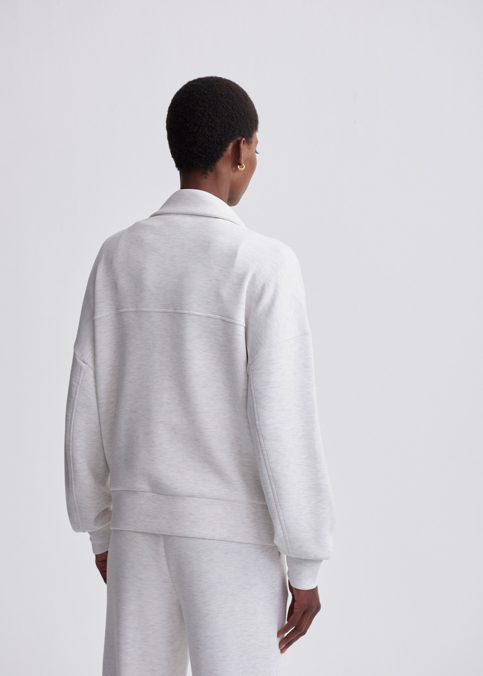 Varley Garcia Zip Through Sweat Ivory Marl