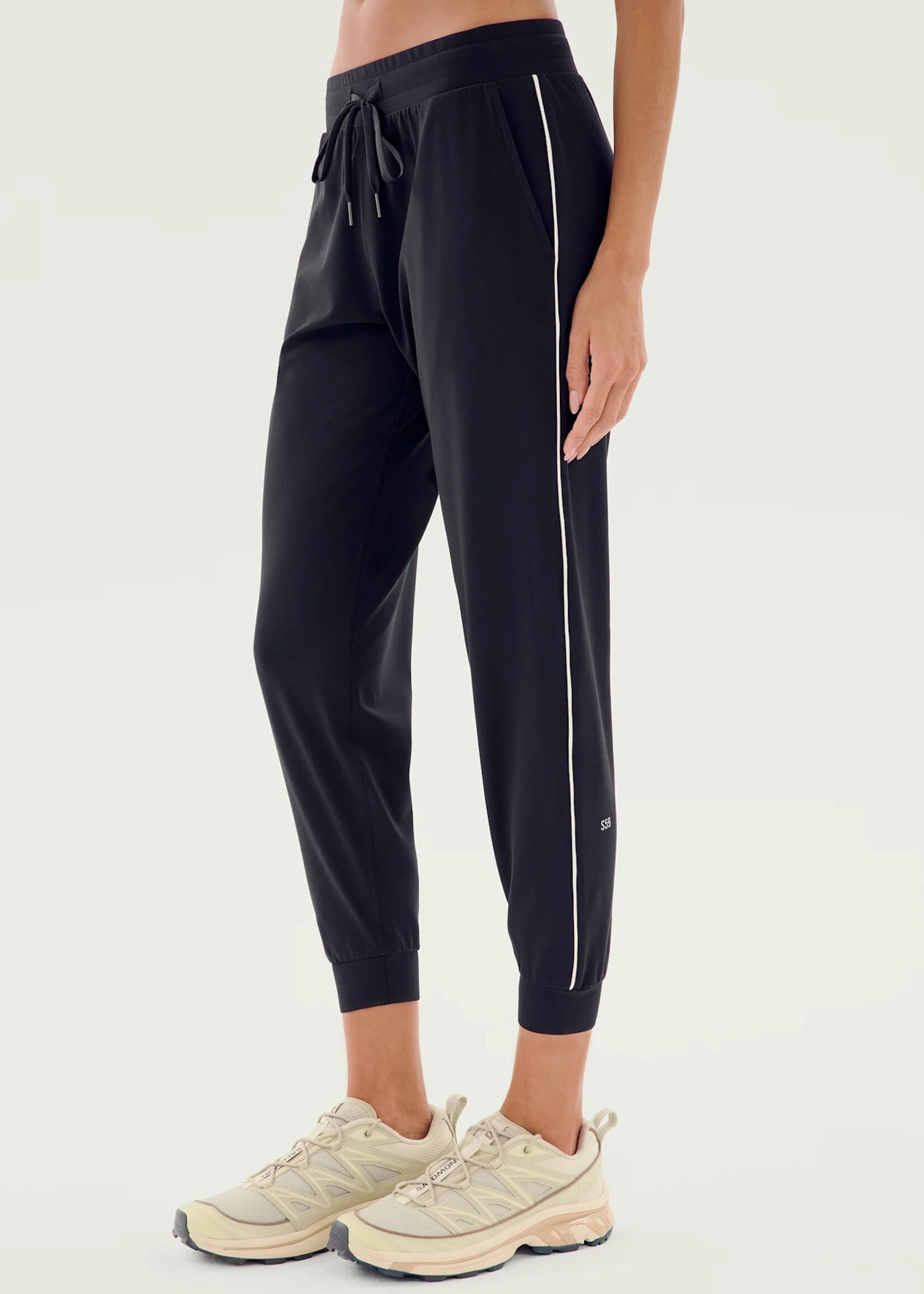 Splits59 Airweight Jogger 7/8 w/ Piping Black/White