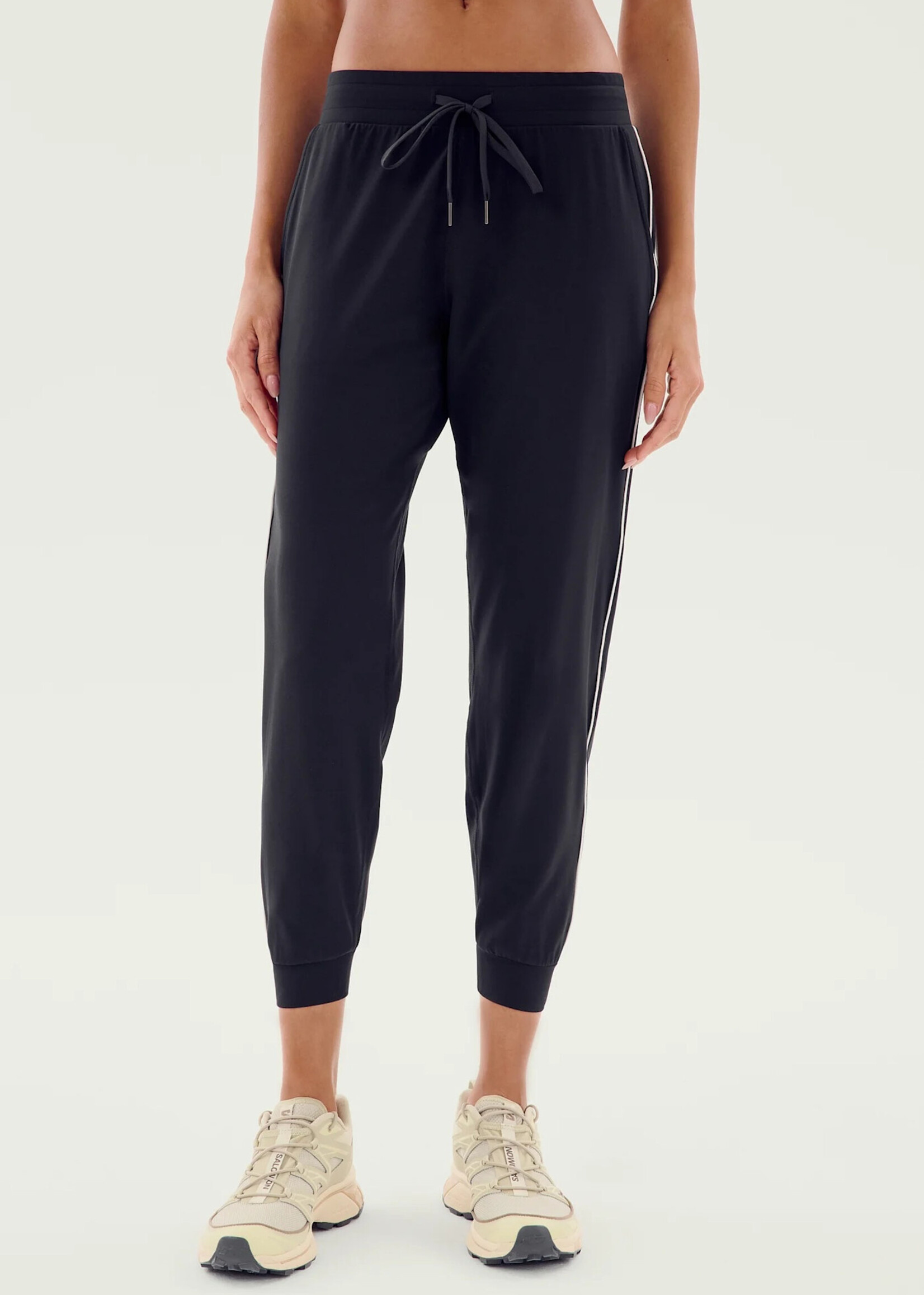 Splits59 Airweight Jogger 7/8 w/ Piping Black/White