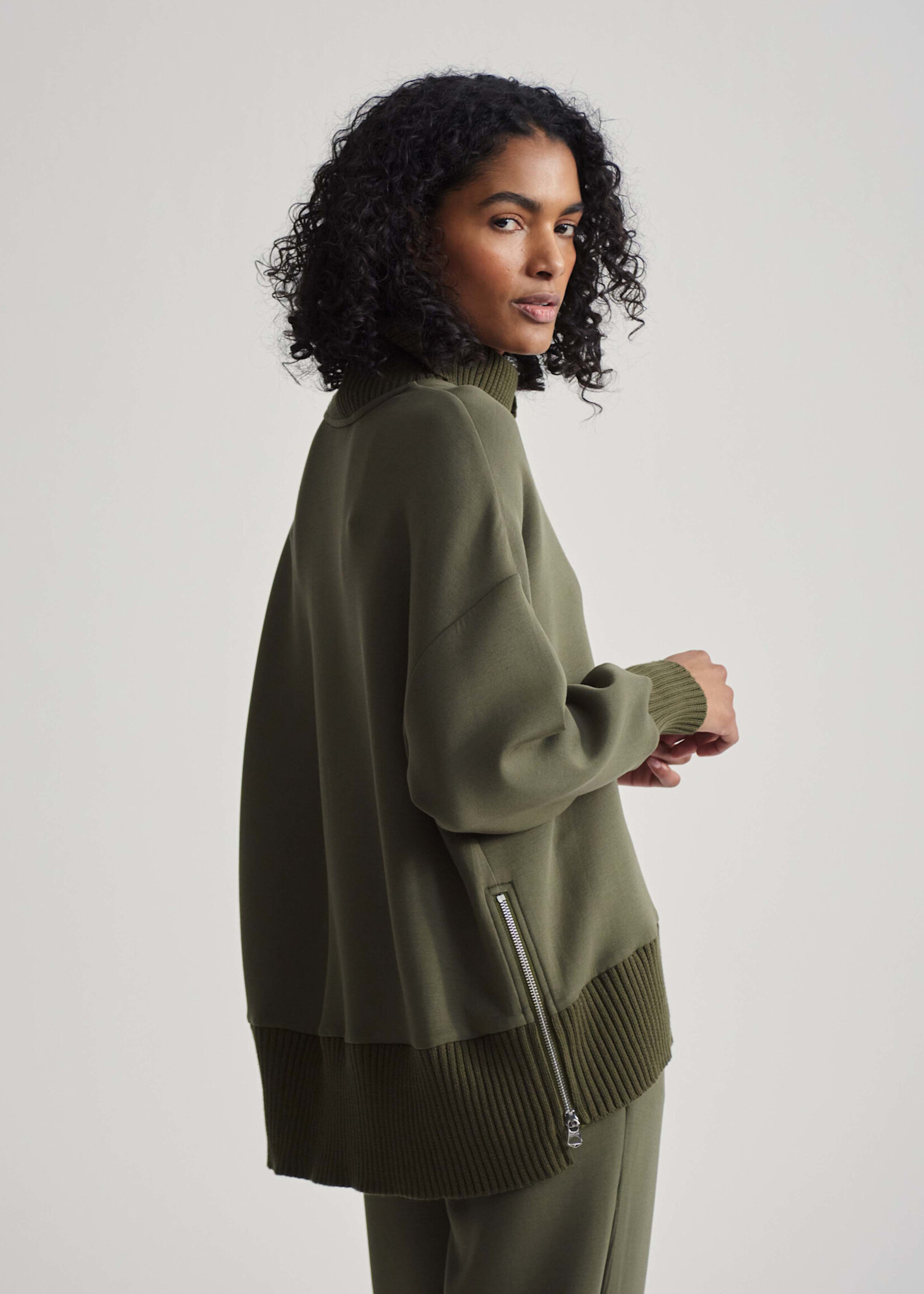 Varley Barker High Neck Sweat Olive Marl