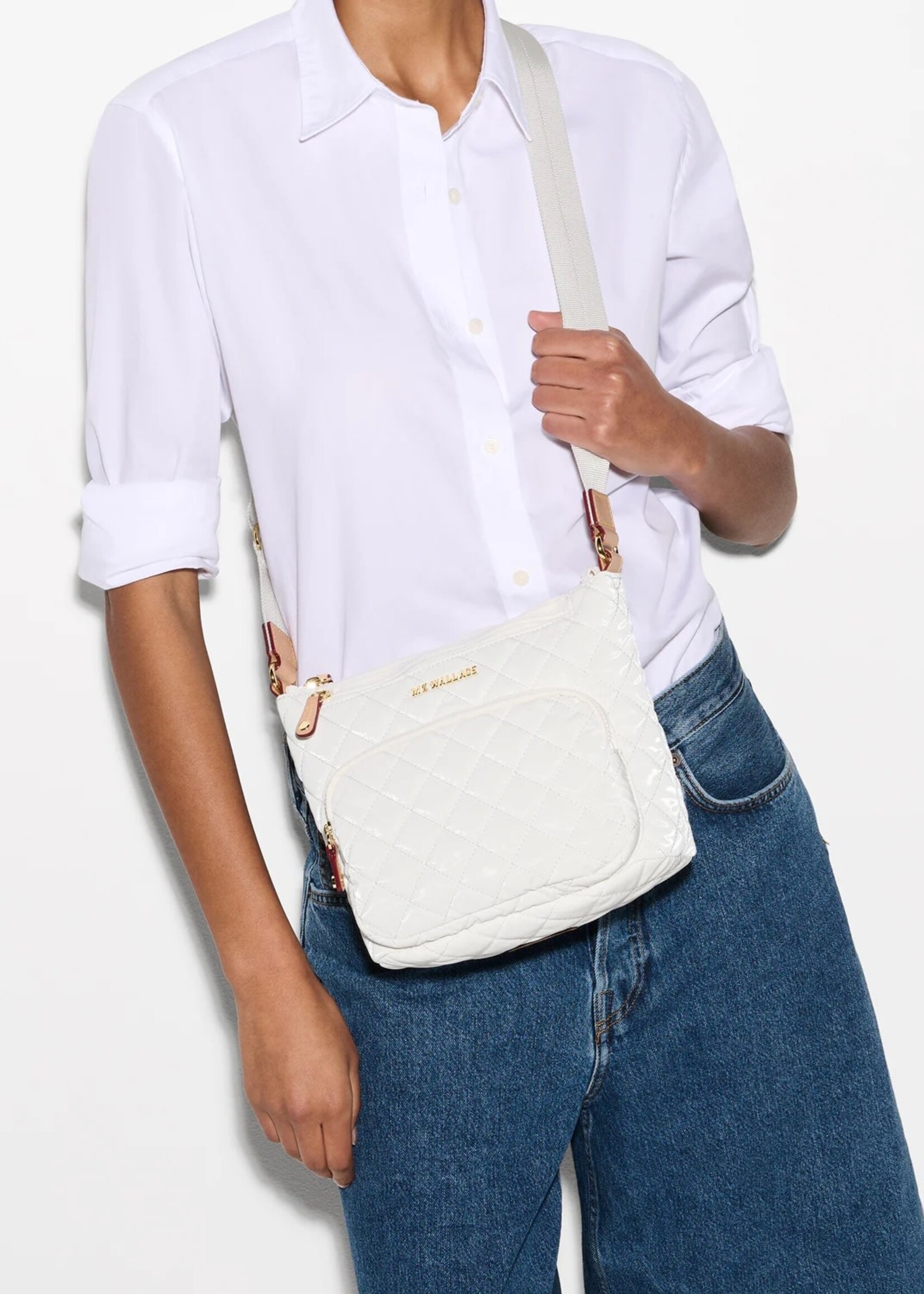 MZ Wallace Metro Scout Crossbody Deluxe Chalk Liquid