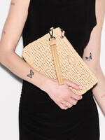 MZ Wallace Crochet Clutch Camel