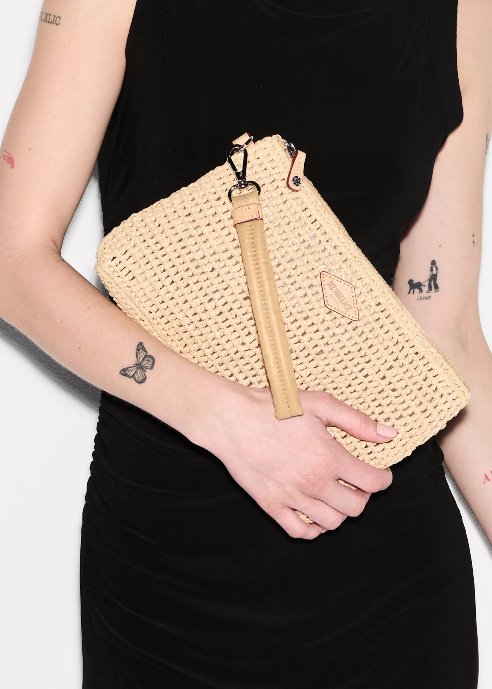 MZ Wallace Crochet Clutch Camel