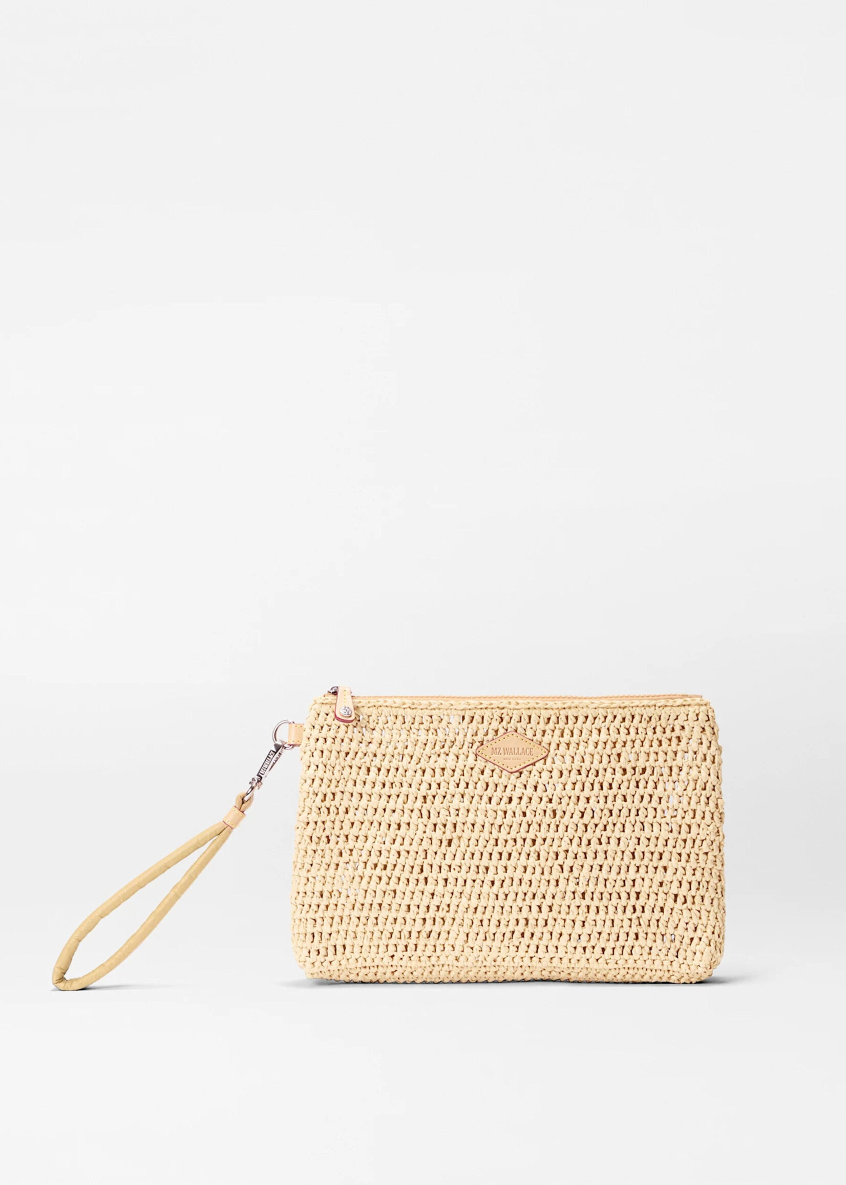 MZ Wallace Crochet Clutch Camel