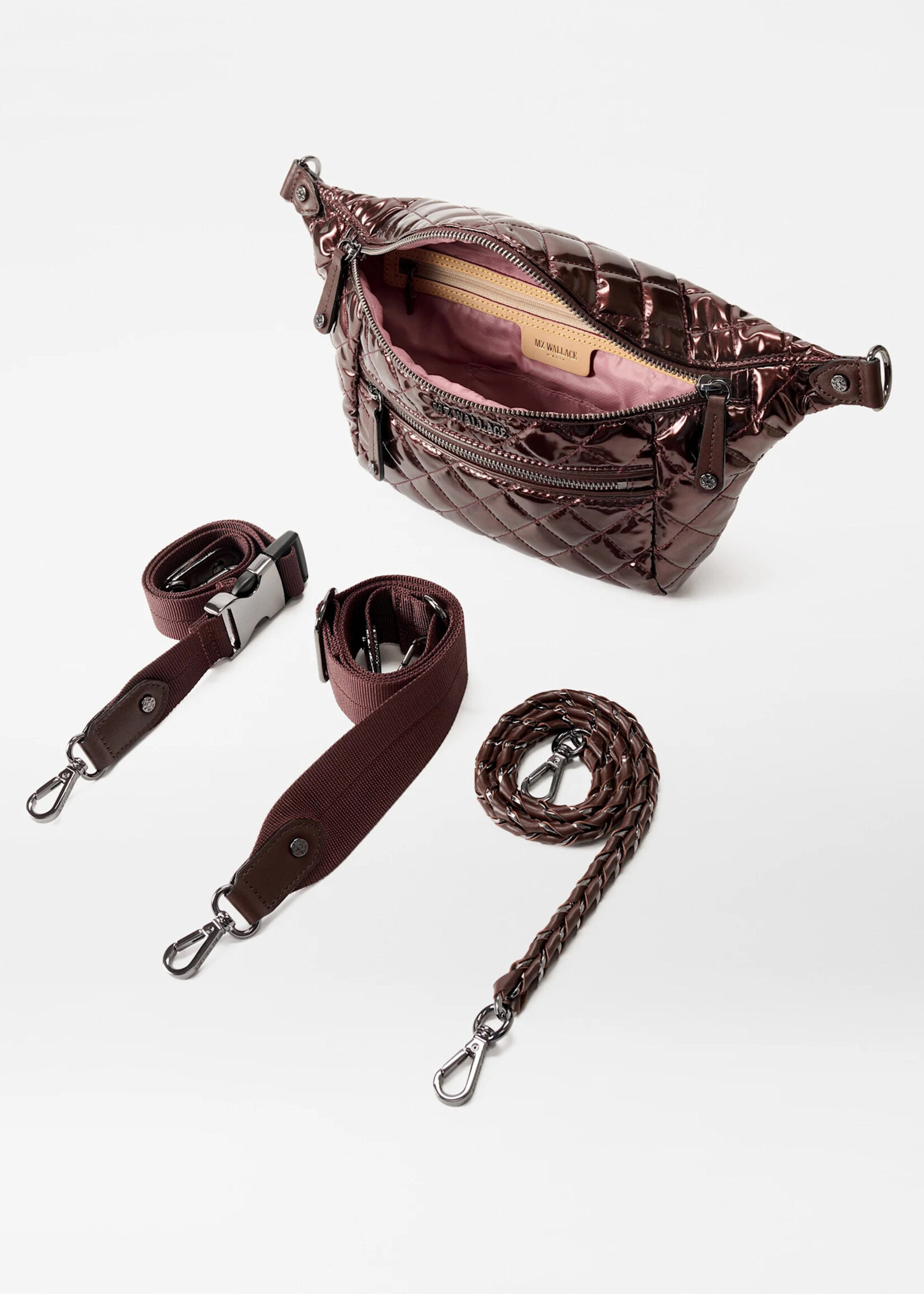 MZ Wallace Small Crosby Sling Bordeaux Lacquer