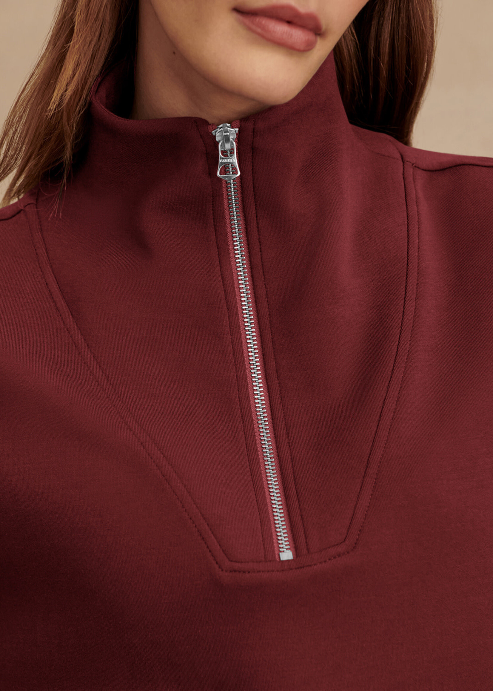 Varley Hawley Half Zip Sweat New Maroon
