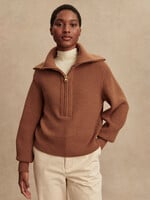 Varley Maura Half Zip Knit Caramel Pecan