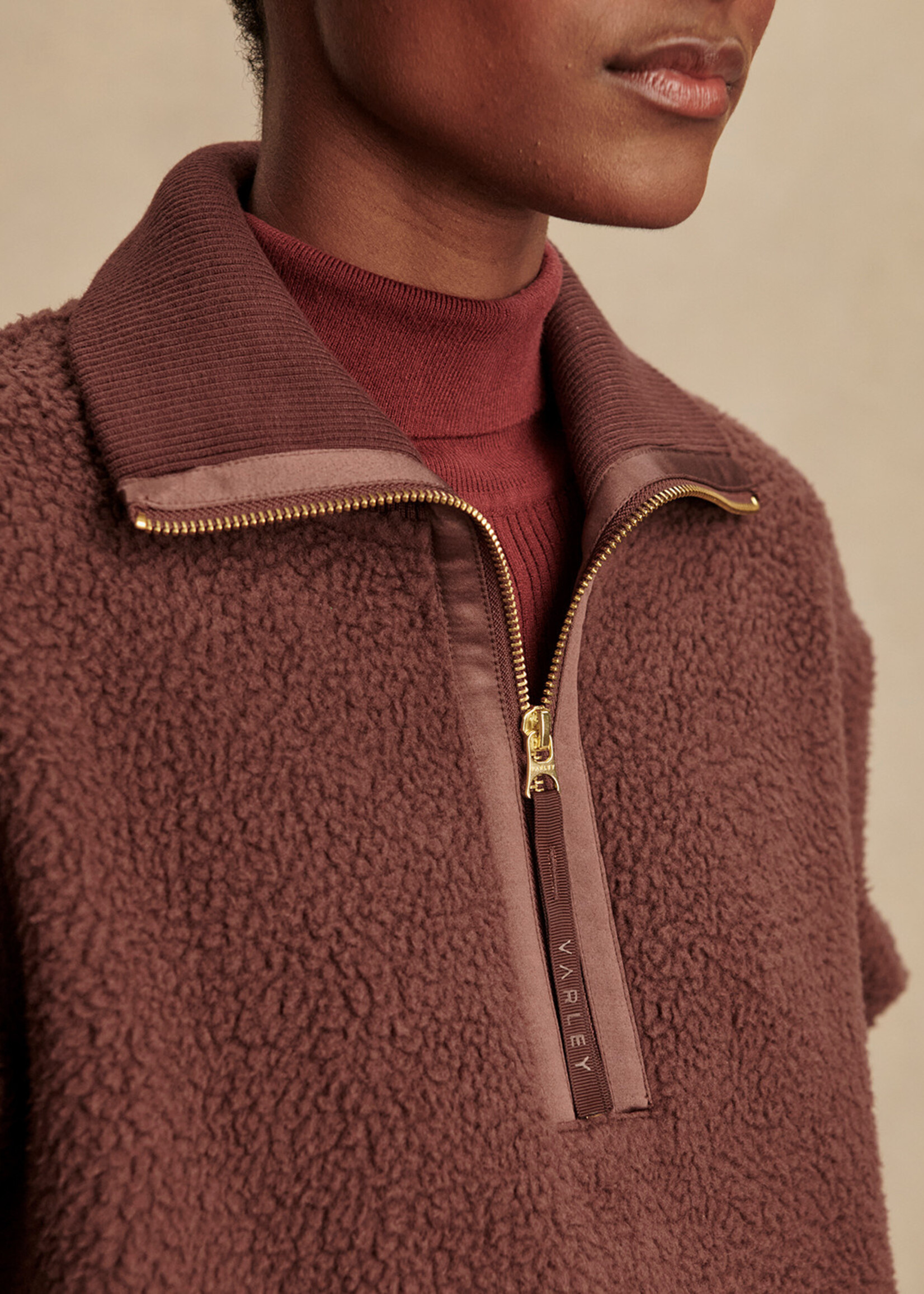Varley Roselle Half Zip Fleece Deep Mahogany